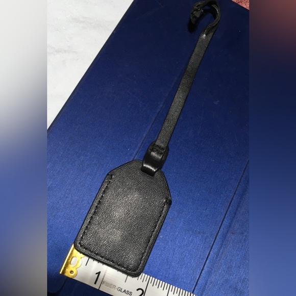 RALPH LAUREN Black Leather Gold Tone Metal KEY FOB BAG CHARM KEYCHAIN HANG TAG - Picture 6 of 7